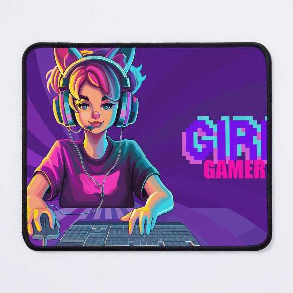 Item preview, Girl gamer or streamer with cat ears headset designed and sold by Ekaterina Glazkova.