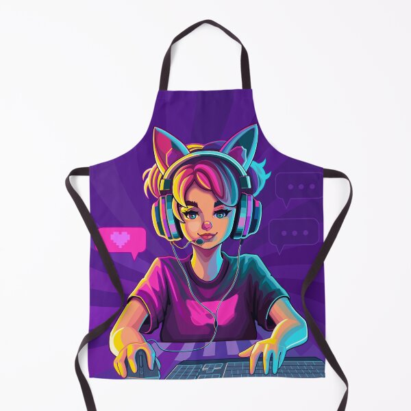 Item preview, Girl gamer or streamer with cat ears headset designed and sold by Ekaterina Glazkova.