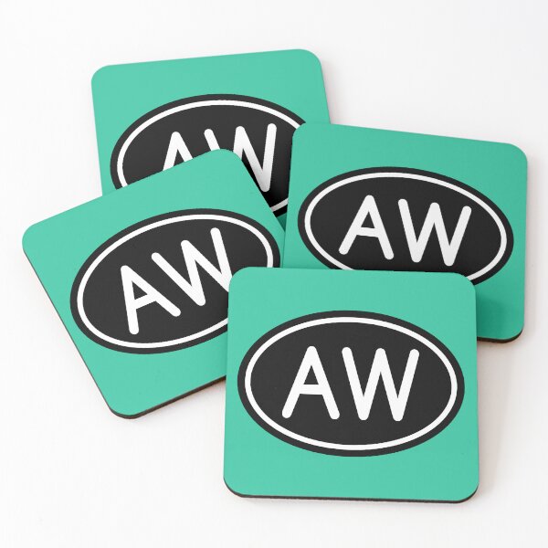 Item preview, AW Initials Monogram Oval White Letters designed and sold by Jeallan Designs.