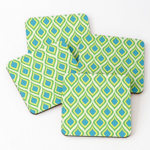Item preview,  Retro Ogee Peacock Pattern in Green, Blue and Yellow  designed and sold by Yasminepatterns .