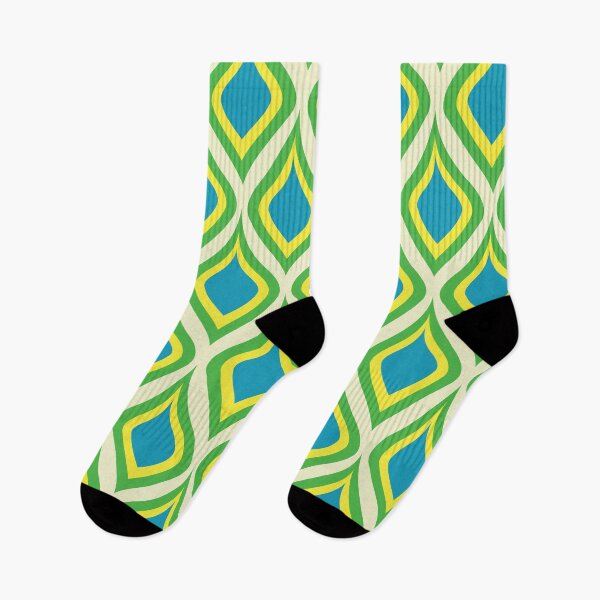 Item preview,  Retro Ogee Peacock Pattern in Green, Blue and Yellow  designed and sold by Yasminepatterns .