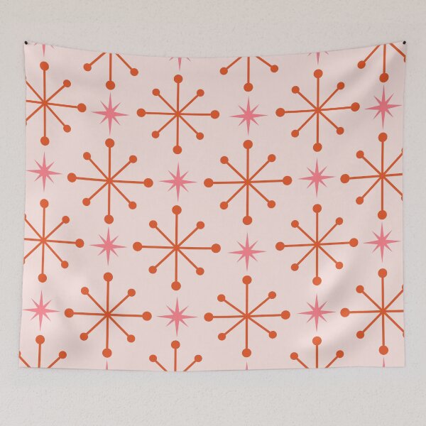 Item preview,  Mid Century Modern Atomic Stars in Orange and Pink Pattern  designed and sold by Yasminepatterns .
