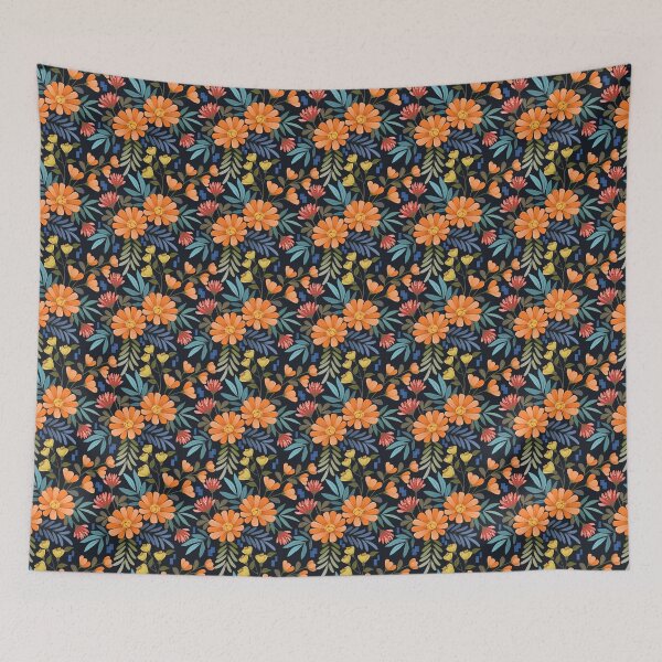 Item preview, Hand Draw Flowers - Dark Blue designed and sold by MONOApparel.