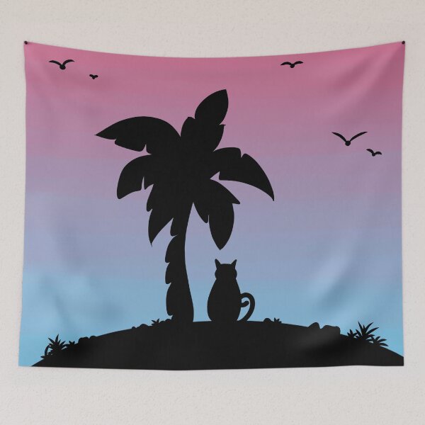 Item preview, Black cat and coconut tree designed and sold by TiffyChaa.