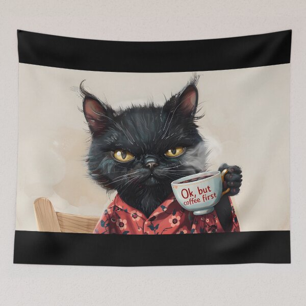 Item preview, Grumpy Cat's Cozy Coffee Moment designed and sold by AI-Only Creations.