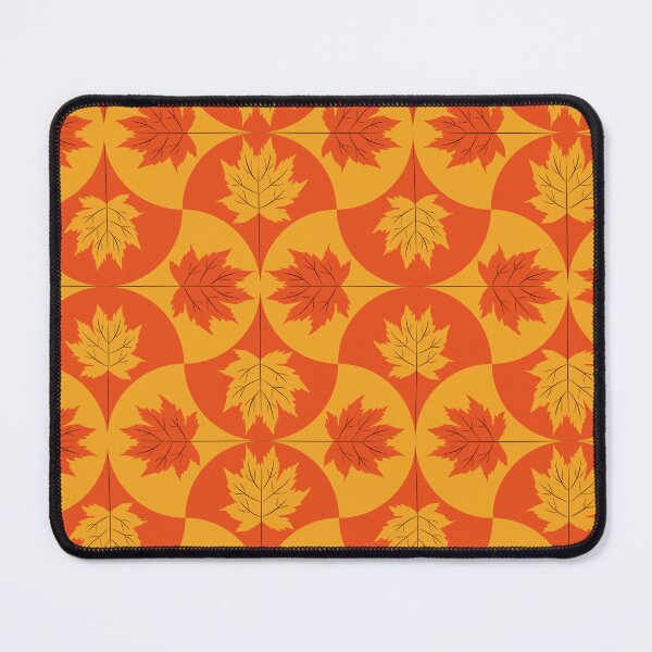 Item preview, Orange and Tangerine Maple Leaves on Geometric Scallop Shapes designed and sold by Yasminepatterns .