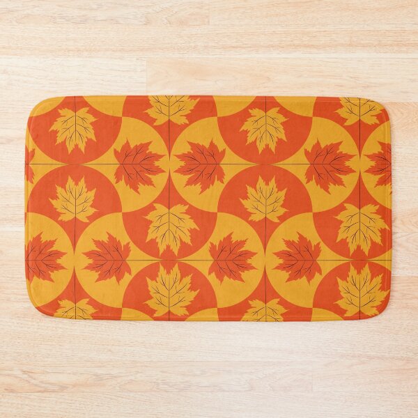 Item preview, Orange and Tangerine Maple Leaves on Geometric Scallop Shapes  designed and sold by Yasminepatterns .