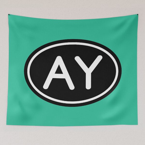 Item preview, AY Initials Monogram Oval White Letters designed and sold by Jeallan Designs.