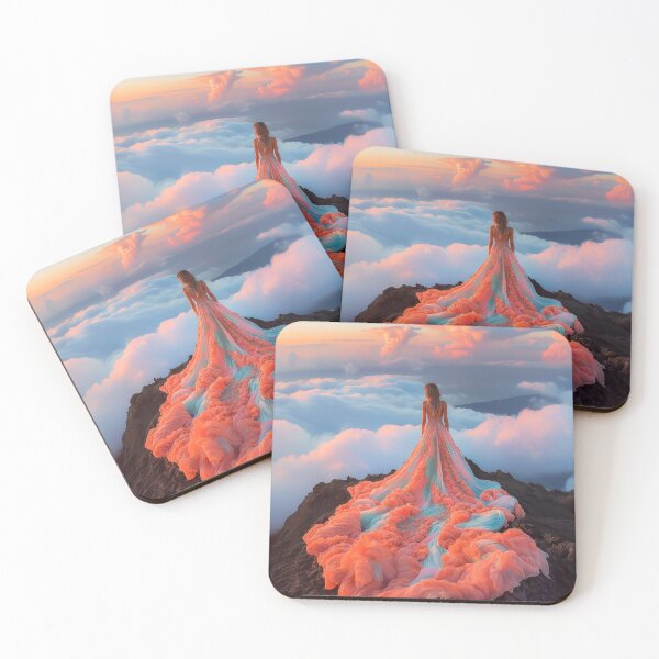 Item preview, "Elegance in Coral: Mountain Romance" designed and sold by MacroArtHub.