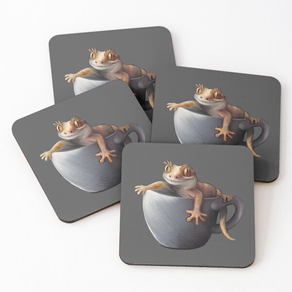Item preview, Cute Digital Crested Gecko Cup of Coffe designed and sold by BeataY6Art.