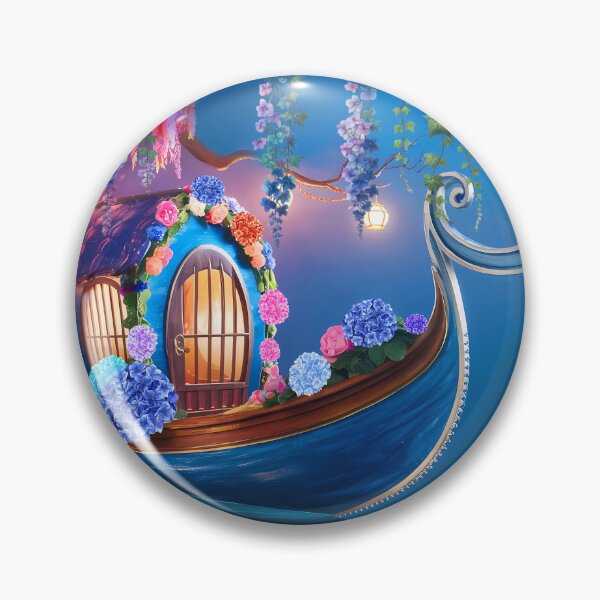 Item preview, Floral Gondola Boat Art designed and sold by EmeraldeaArt.