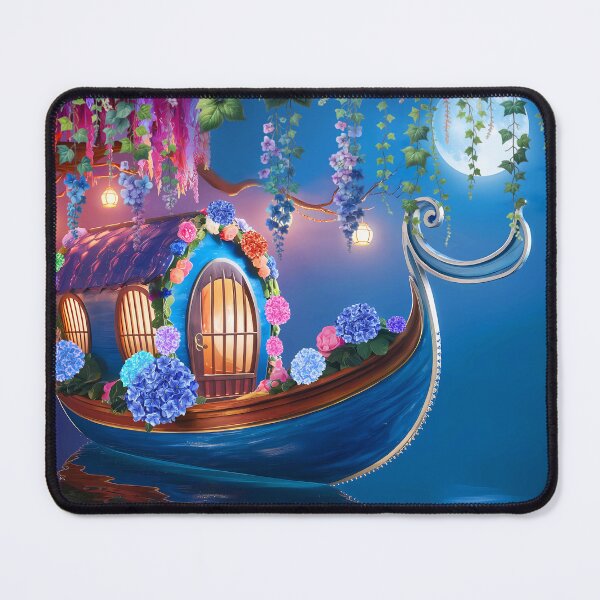 Item preview, Floral Gondola Boat Art designed and sold by EmeraldeaArt.