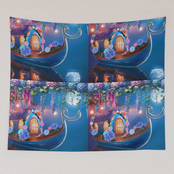 Item preview, Floral Gondola Boat Art designed and sold by EmeraldeaArt.