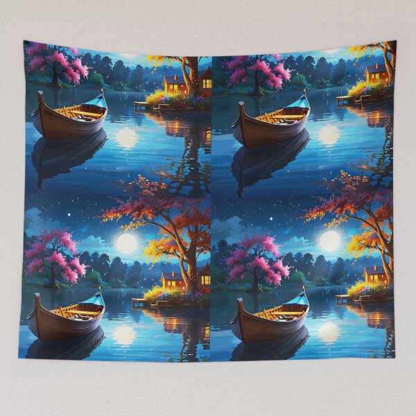 Item preview, Moonlit Dock: A Cozy Night by the Pier designed and sold by EmeraldeaArt.
