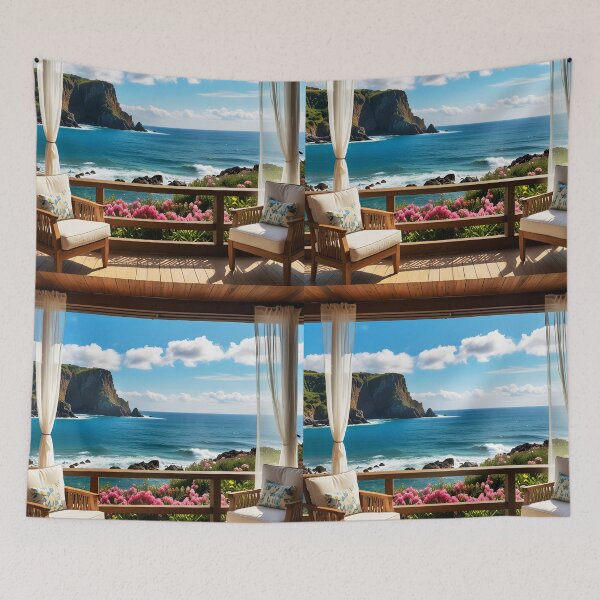 Item preview, Sea View Terrace: A Cozy Escape designed and sold by EmeraldeaArt.