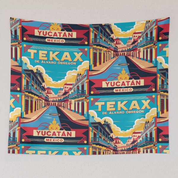 Aperçu de l'œuvre Tekax de Alvaro Obregon Yucatan Mexique Tourisme de voyage vintage créée et vendue par TravelersGems.