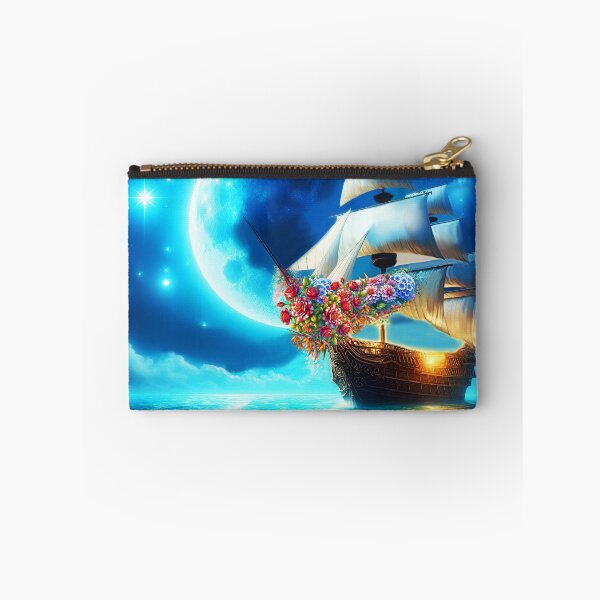 Item preview, Floral Ship Under the Crescent Moon designed and sold by EmeraldeaArt.