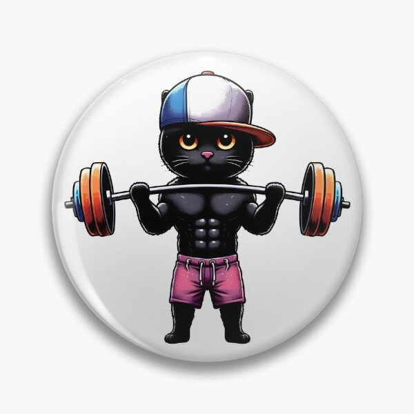 Item preview, A black cat weightlifting  designed and sold by BlackCatspet1.