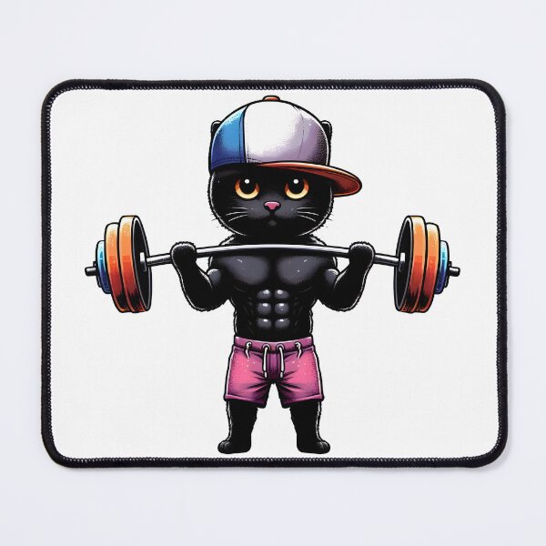 Item preview, A black cat weightlifting designed and sold by BlackCatspet1.
