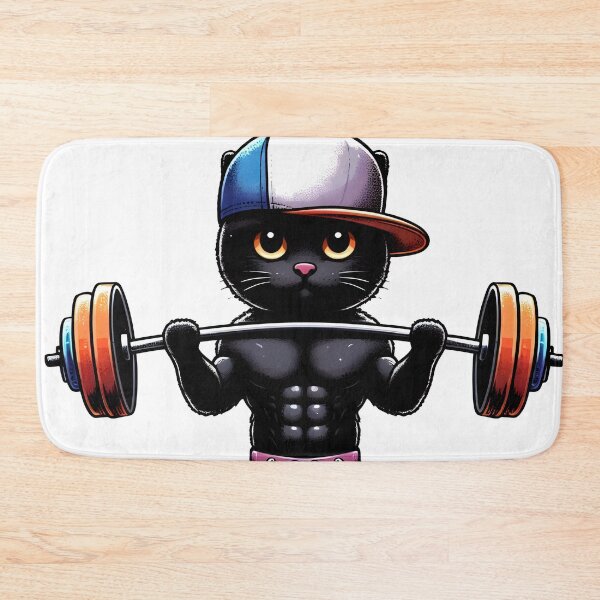 Item preview, A black cat weightlifting  designed and sold by BlackCatspet1.