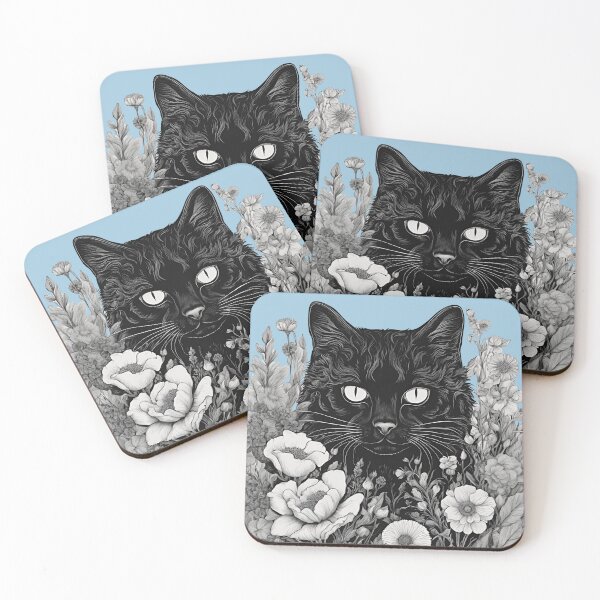 Item preview, Psychedelic Black Cat Adorned with Vibrant Floral Accents designed and sold by Catophile.