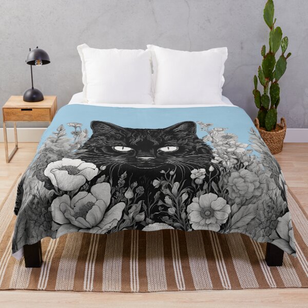 Item preview, Psychedelic Black Cat Adorned with Vibrant Floral Accents designed and sold by Catophile.