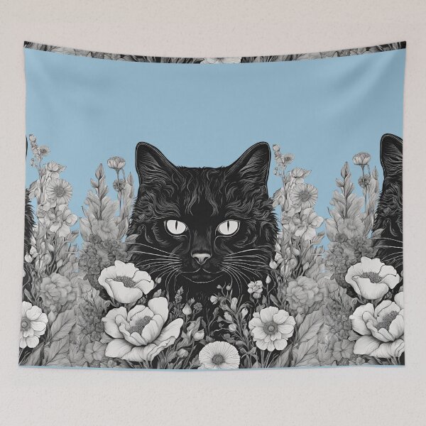 Item preview, Psychedelic Black Cat Adorned with Vibrant Floral Accents designed and sold by Catophile.
