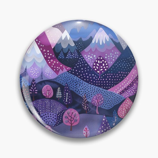 Item preview, Purple Mountain's Majesty, Folk Art Style Polka Dot Landscape designed and sold by Neika Shimm Designs.