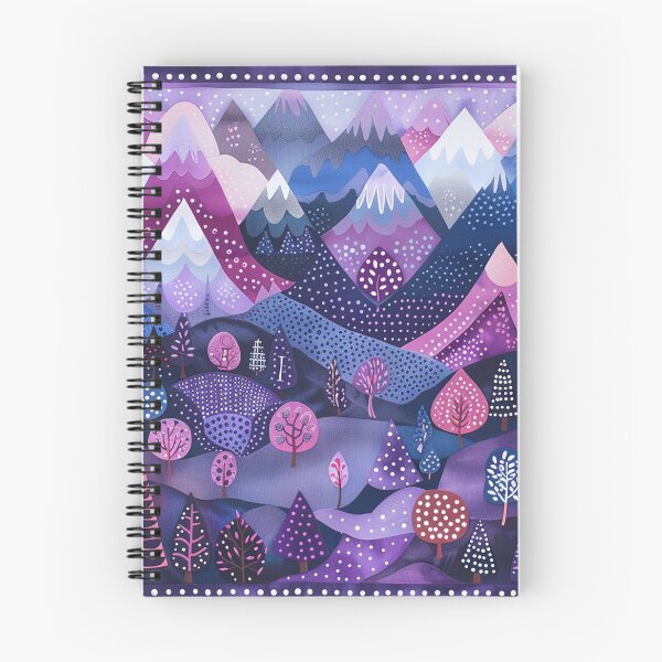 Item preview, Purple Mountain's Majesty, Folk Art Style Polka Dot Landscape designed and sold by Neika Shimm Designs.