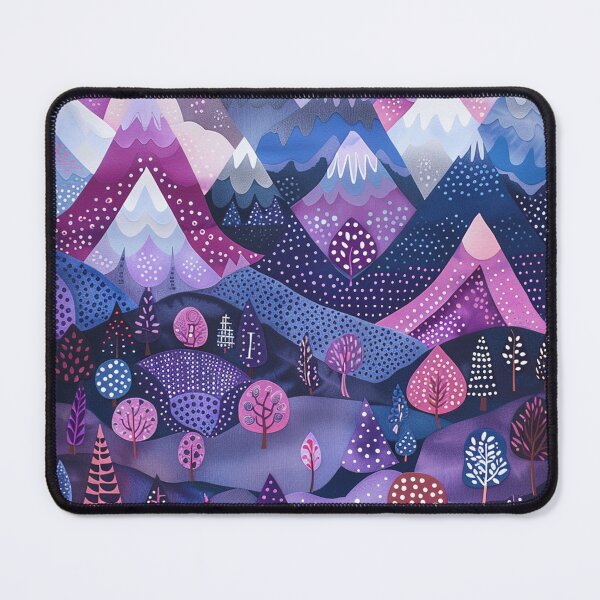Item preview, Majesté de Purple Mountain, paysage à pois de style art populaire designed and sold by Neika Shimm Designs.