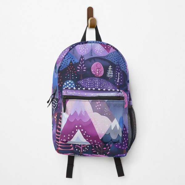 Item preview, Purple Mountain's Majesty, Folk Art Style Polka Dot Landscape designed and sold by Neika Shimm Designs.