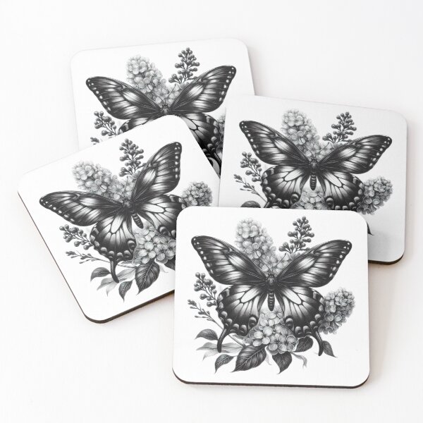 Item preview, Butterfly with lilac black and white sketch tattoo designed and sold by Expressions-Sel.