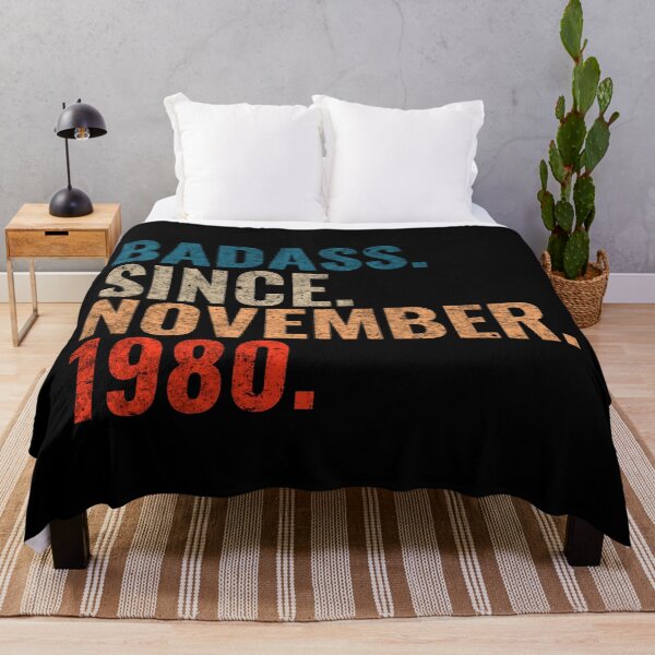 Item preview, Badass since November 1980 Vintage 1980 November birthday gift designed and sold by Teelogic.