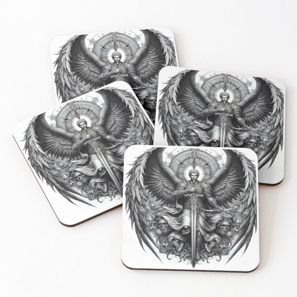 Item preview, Archangel with wings black and white sketch tattoo designed and sold by Expressions-Sel.