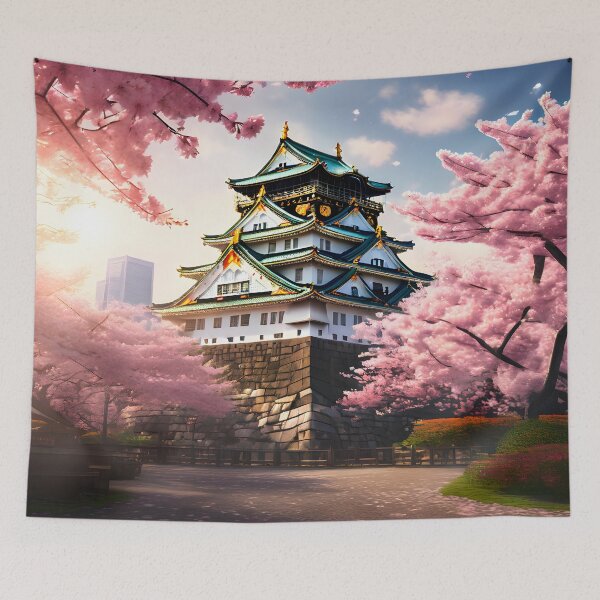 Item preview, Osaka Castle: Watercolor Cherry Blossom Splendor designed and sold by LSVart.