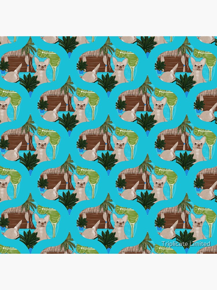 Thumbnail 3 of 3, Pin, Chihuahuas Cabanas And Cocktails Retro Ogee designed and sold by prandski.