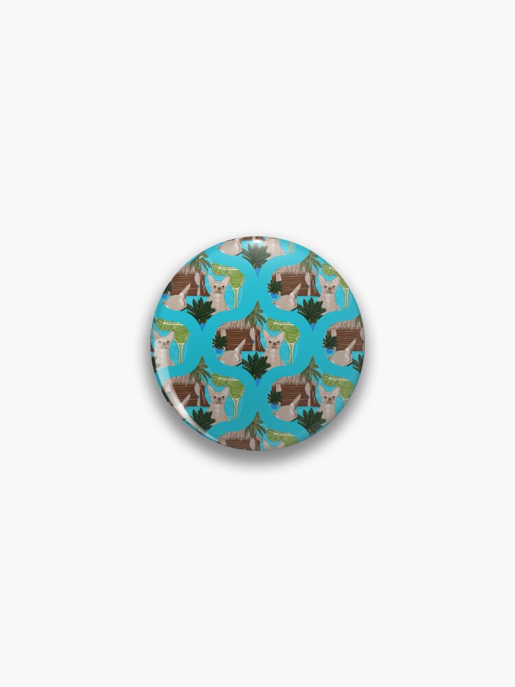 Pin, Chihuahuas Cabanas And Cocktails Retro Ogee designed and sold by Triplicate Limited