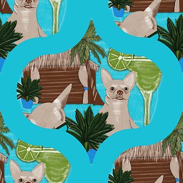 Artwork thumbnail, Chihuahuas Cabanas And Cocktails Retro Ogee by Triplicate Limited