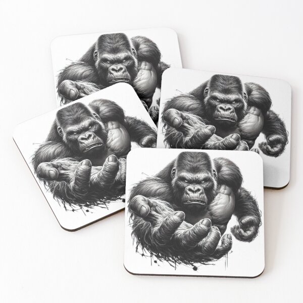 Item preview, gorilla black and white sketch tattoo designed and sold by Expressions-Sel.