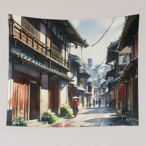 Item preview, Geisha Strolling in Gion: Watercolor Elegance designed and sold by LSVart.