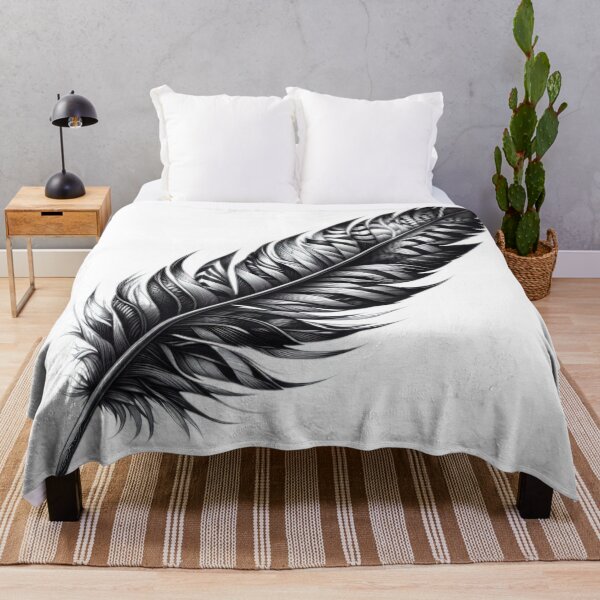 Item preview, feather black and white sketch tattoo designed and sold by Expressions-Sel.