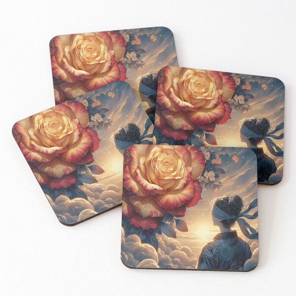 Item preview, Majestic Sunset with Blindfolded Woman and Giant Rose designed and sold by traversmur.