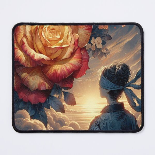 Item preview, Majestic Sunset with Blindfolded Woman and Giant Rose designed and sold by traversmur.