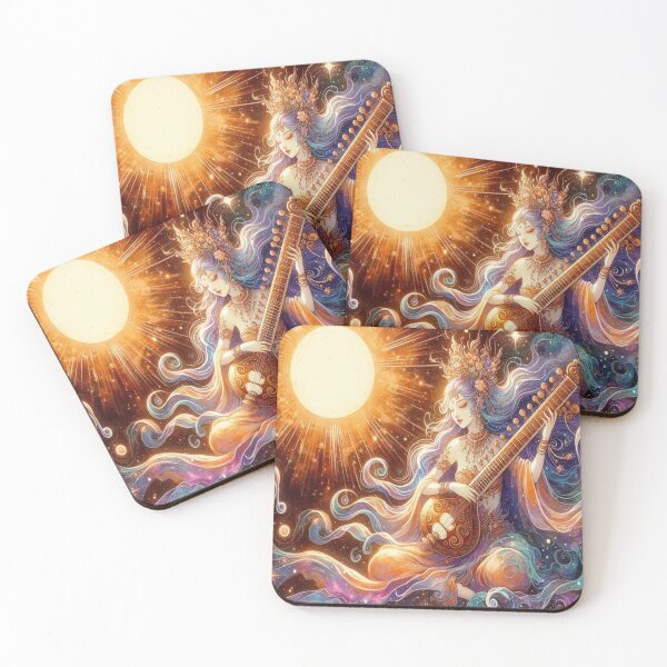 Item preview, Celestial Goddess Playing Sitar in Starry Night designed and sold by traversmur.