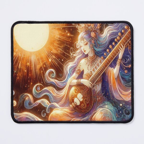 Item preview, Celestial Goddess Playing Sitar in Starry Night designed and sold by traversmur.