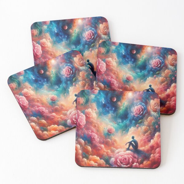 Item preview, Dreamy Landscape with Man Amidst Cosmic Roses designed and sold by traversmur.