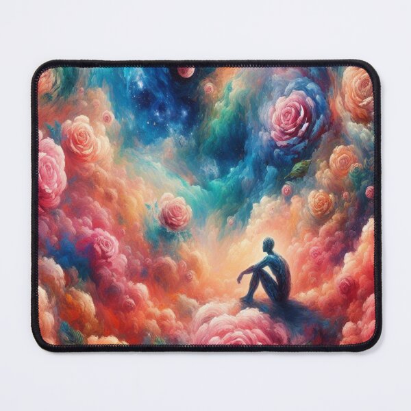 Item preview, Dreamy Landscape with Man Amidst Cosmic Roses designed and sold by traversmur.