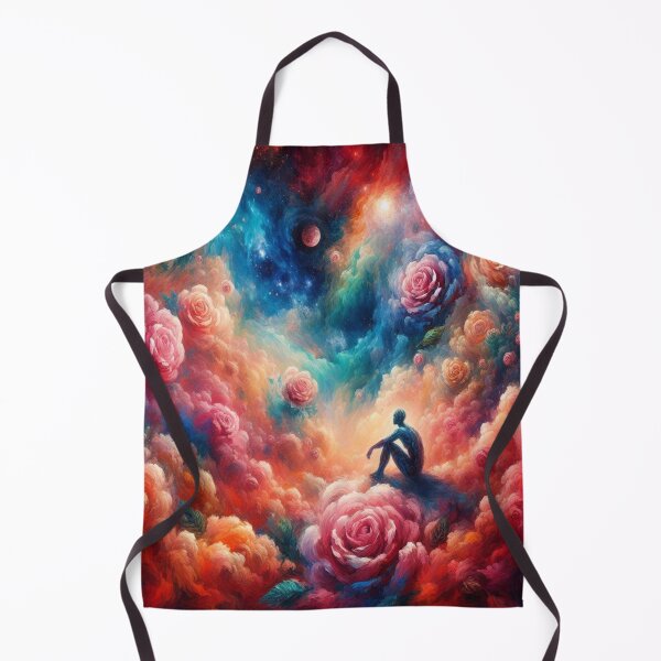 Artikelvorschau, Verträumte Landschaft mit Mann inmitten kosmischer Rosen entworfen und verkauft von traversmur.