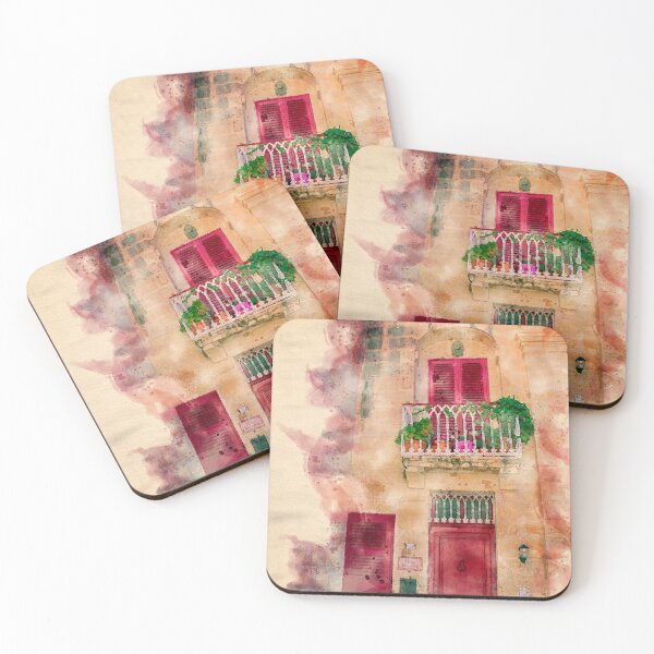Item preview, Mdina Balcony Watercolour designed and sold by Graz-Photos.