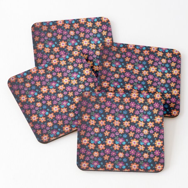 Item preview, Orange, Blue and Magenta Floral on Dark Background designed and sold by LansingOLeary.
